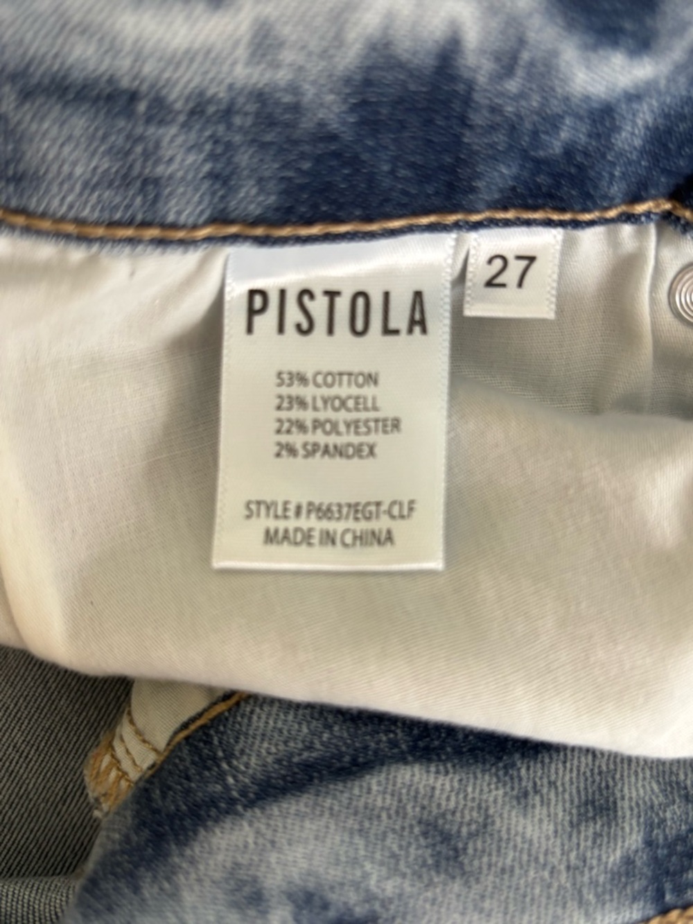 Pistola High Rise Button Fly Skinny  Jeans Light Wash Raw Hem Size 27 - Picture 7 of 12